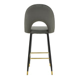 Scaun de bar Casenio bej de catifea-negru-auriu cu baza metalica, 48x50x117 cm - Gri inchis