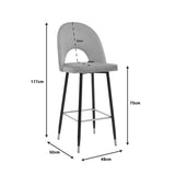 Scaun de bar Casenio bej de catifea-negru-auriu cu baza metalica, 48x50x117 cm - Roz