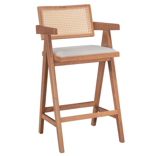 Scaun de bar cu brate Winslow, Negru - Nuc, 54x52x100 cm