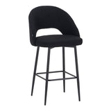 Scaun de bar cu design bouclé, Negru, metalic, 48x52x97 cm