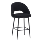 Scaun de bar cu design bouclé, Negru, metalic, 48x52x97 cm
