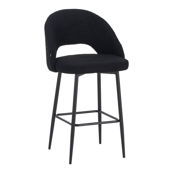 Scaun de bar cu design bouclé, Negru, metalic, 48x52x97 cm