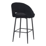 Scaun de bar cu design bouclé, Negru, metalic, 48x52x97 cm