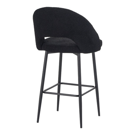 Scaun de bar cu design bouclé, Negru, metalic, 48x52x97 cm