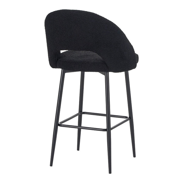 Scaun de bar cu design bouclé, Negru, metalic, 48x52x97 cm