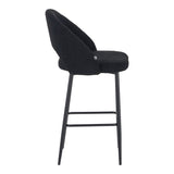 Scaun de bar cu design bouclé, Negru, metalic, 48x52x97 cm