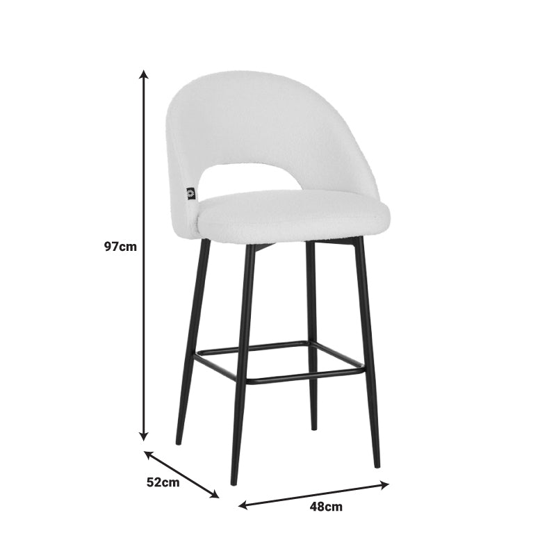 Scaun de bar cu design bouclé, Negru, metalic, 48x52x97 cm