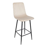 Scaun de bar cu functie de rotire, tesatura, neagra, 43x55x114 cm - Bej