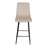 Scaun de bar cu functie de rotire, tesatura, neagra, 43x55x114 cm - Bej