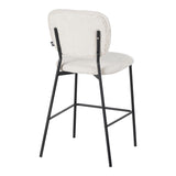 Scaun de bar cu functie de confort, stofa bouclé, bej, 48x54x100 cm