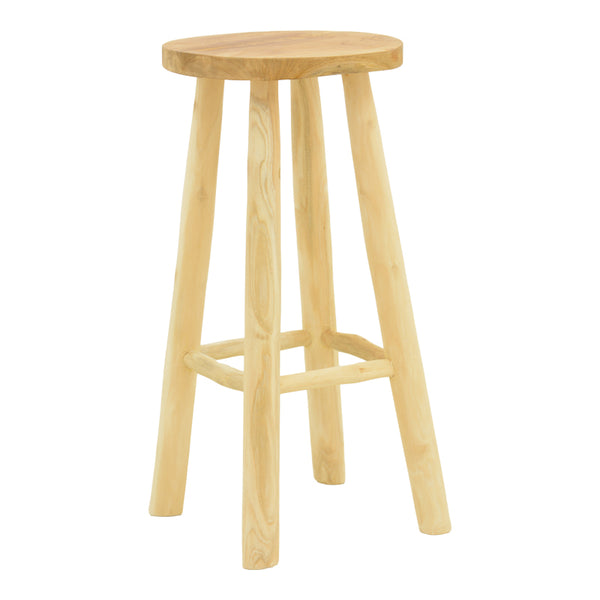 Scaun de bar cu funcție de relaxare Nusiwo, Teak, Lemn, Natur, 35x70 cm