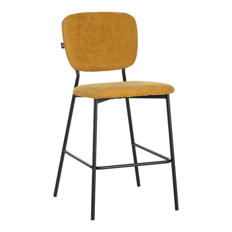 Scaun de bar cu functie de, stofa bouclé, galbena, 48x54x100 cm