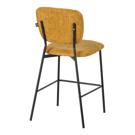 Scaun de bar cu functie de, stofa bouclé, galbena, 48x54x100 cm