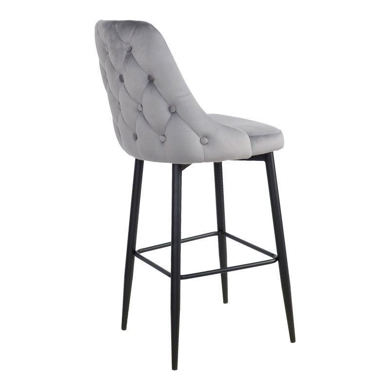 Scaun bar Zedna, Catifea Galbena, Picioare metal, Negru, 52x57x111 cm - Gri