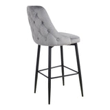 Scaun bar Zedna, Catifea Galbena, Picioare metal, Negru, 52x57x111 cm - Gri