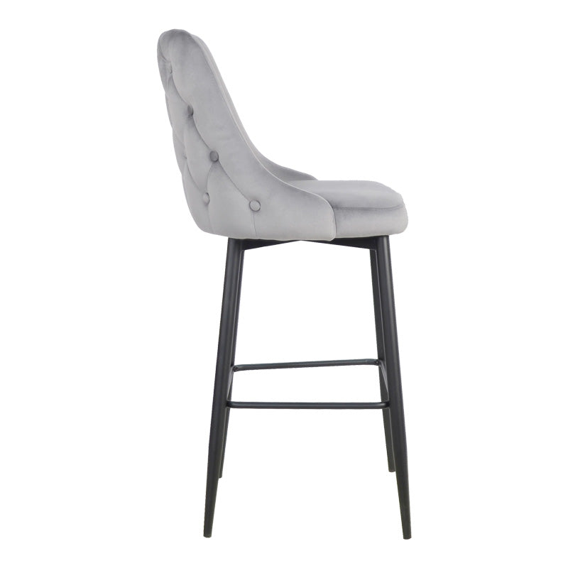 Scaun bar Zedna, Catifea Galbena, Picioare metal, Negru, 52x57x111 cm - Gri