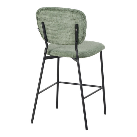 Scaun de bar cu functie înalta Cathair, tesatura Bouclé, Verde, 48x54x100 cm
