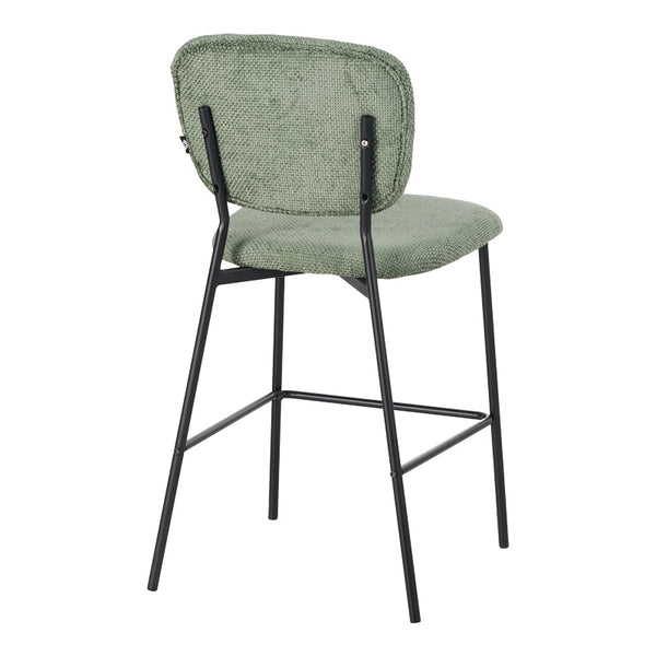 Scaun de bar cu functie înalta Cathair, tesatura Bouclé, Verde, 48x54x100 cm