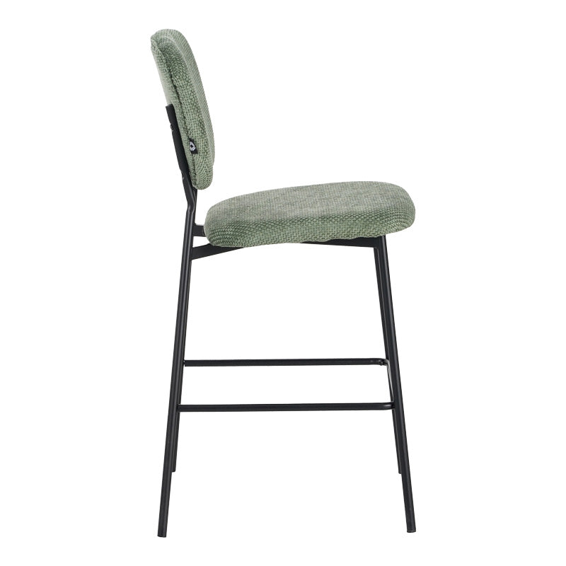 Scaun de bar cu functie înalta Cathair, tesatura Bouclé, Verde, 48x54x100 cm