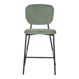 Scaun de bar cu functie înalta Cathair, tesatura Bouclé, Verde, 48x54x100 cm