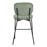 Scaun de bar cu functie înalta Cathair, tesatura Bouclé, Verde, 48x54x100 cm