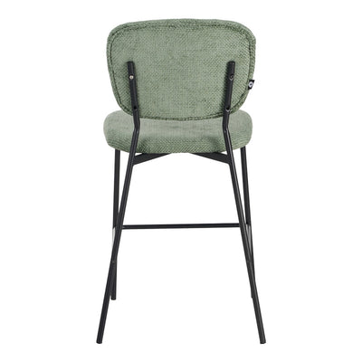 Scaun de bar cu functie înalta Cathair, tesatura Bouclé, Verde, 48x54x100 cm, foto produs