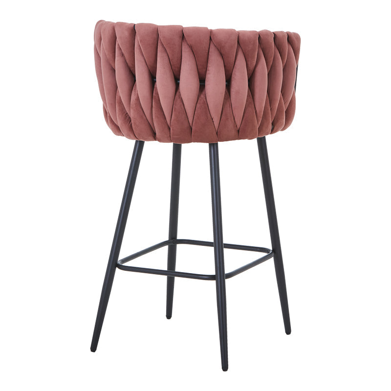 Scaun de bar Vivian, catifea si metal, 57x50x100 cm - Roz