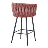 Scaun de bar Vivian, catifea si metal, 57x50x100 cm - Roz