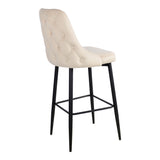 Scaun de bar Zedna, catifea si metal, 52x57x111 cm - Bej