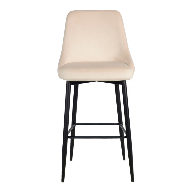 Scaun de bar Zedna, catifea si metal, 52x57x111 cm - Bej