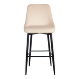Scaun de bar Zedna, catifea si metal, 52x57x111 cm - Bej