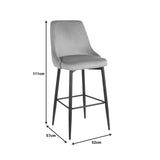 Scaun de bar Zedna, catifea si metal, 52x57x111 cm - Bej