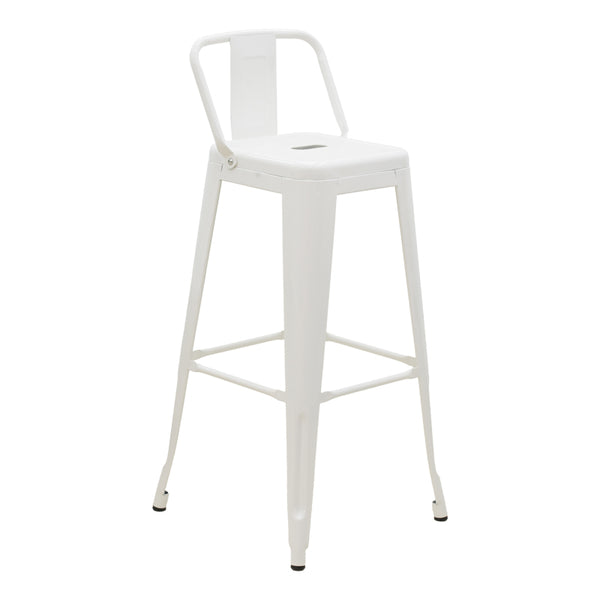 Scaun de bar cu spatar Utopia metal, alb, 42x42x97 cm