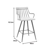 Scaun de bar cu suport Posse, metal Bronz & Lemn Wash, Alb Bej, 48x54x92 cm