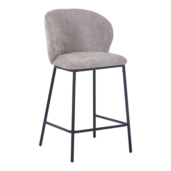 Scaun de bar cu tapițerie, Karg, Textil/Metal, Bej - Gri, 49x46x93 cm