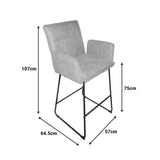 Scaun de bar Essential, stofa si metal, 57x64x107 cm - Negru