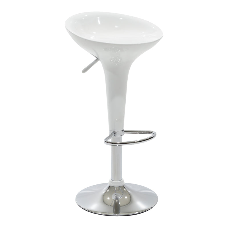 Scaun de bar Felice reglabil pe inaltime baza, alb-crom, 40x43x84 cm