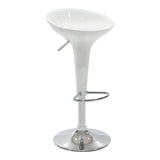 Scaun de bar Felice reglabil pe inaltime baza, alb-crom, 40x43x84 cm