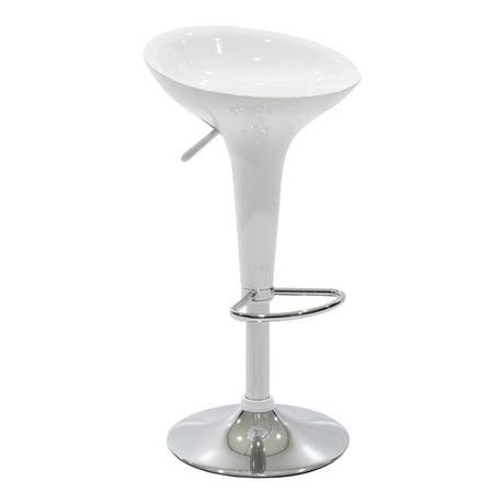 Scaun de bar Felice reglabil pe inaltime baza, alb-crom, 40x43x84 cm