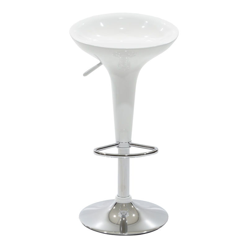 Scaun de bar Felice reglabil pe inaltime baza, alb-crom, 40x43x84 cm