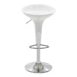 Scaun de bar Felice reglabil pe inaltime baza, alb-crom, 40x43x84 cm