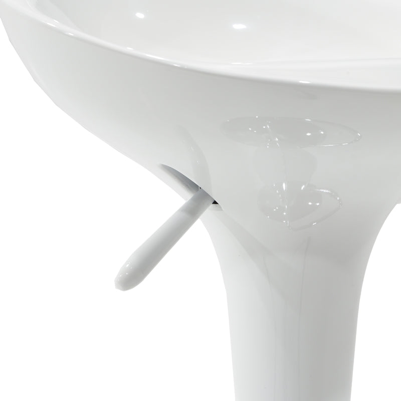 Scaun de bar Felice reglabil pe inaltime baza, alb-crom, 40x43x84 cm