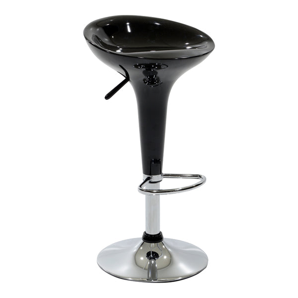 Scaun de bar Felice reglabil pe inaltime baza, negru-crom, 40x43x84 cm