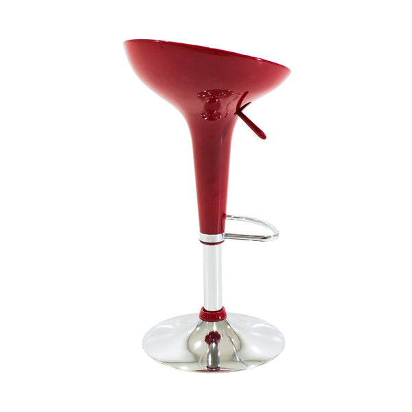 Scaun de bar Felice reglabil pe inaltime baza, rosu-crom, 40x43x84 cm