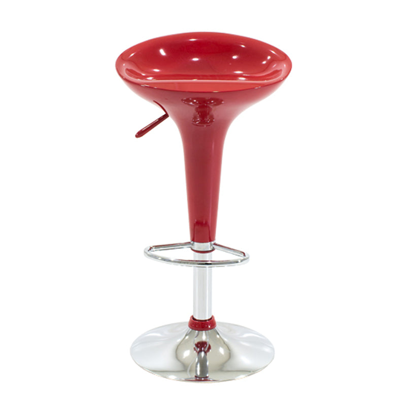 Scaun de bar Felice reglabil pe inaltime baza, rosu-crom, 40x43x84 cm