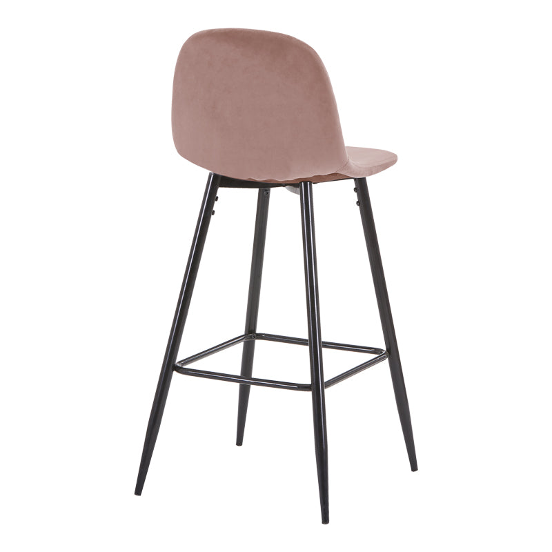 Scaun de bar inaltime medie Bella mar putred picior de metal catifea-negru, 41x47x93 cm, imagine suplimentara