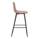 Scaun de bar inaltime medie Bella mar putred picior de metal catifea-negru, 41x47x93 cm, detaliu produs