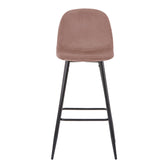 Scaun de bar inaltime medie Bella mar putred picior de metal catifea-negru, 41x47x93 cm, perspectiva suplimentara