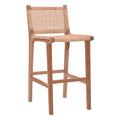Scaun de bar inaltime medie Sponze Natural lemn de tec schelet si ratan Natural 40x47x89 cm