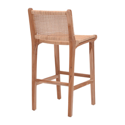 Scaun de bar inaltime medie Sponze Natural lemn de tec schelet si ratan, Natural, 40x47x89 cm, imagine suplimentara